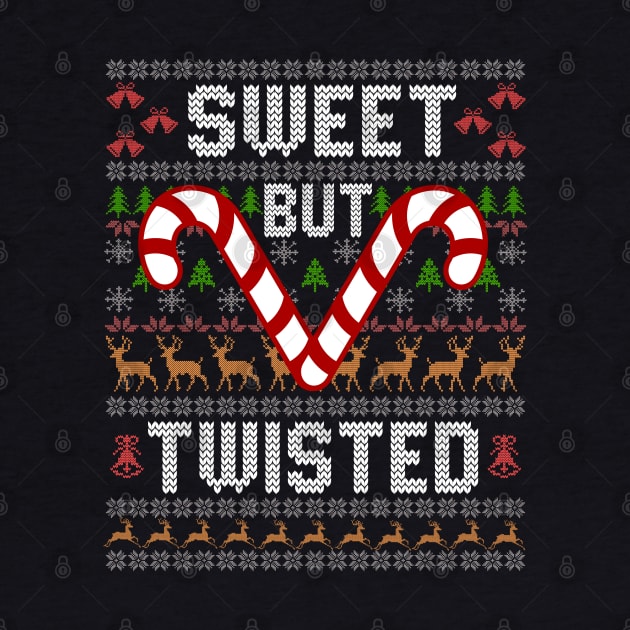 Sweet But Twisted Ugly Christmas Sweater Candy Cane by alcoshirts